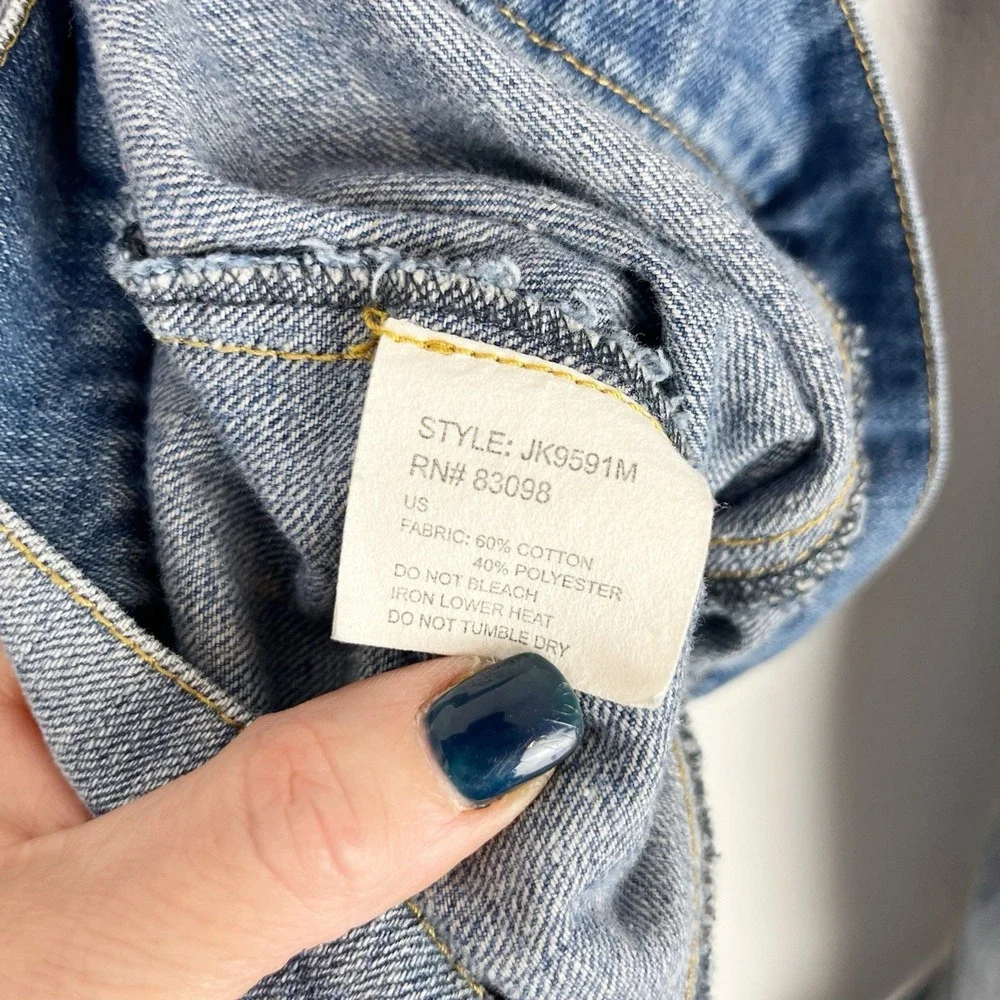 Womens Denim Jean Jacket M Braided Detail Boho Chic Y2K Revival Indie Sleaze - Picture 7 of 11